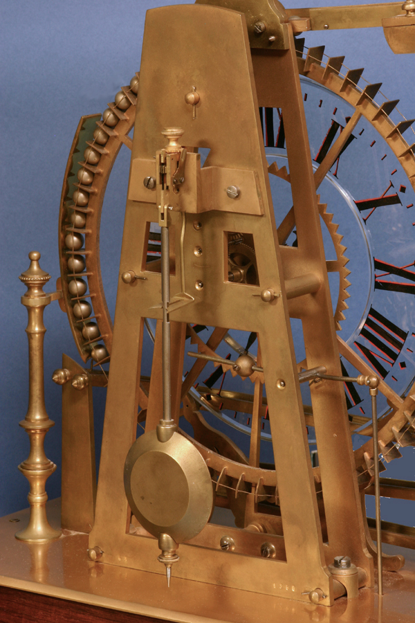 c.1900 Rare GiltBronze and Rosewood Gravity Ball Industrial Clock.