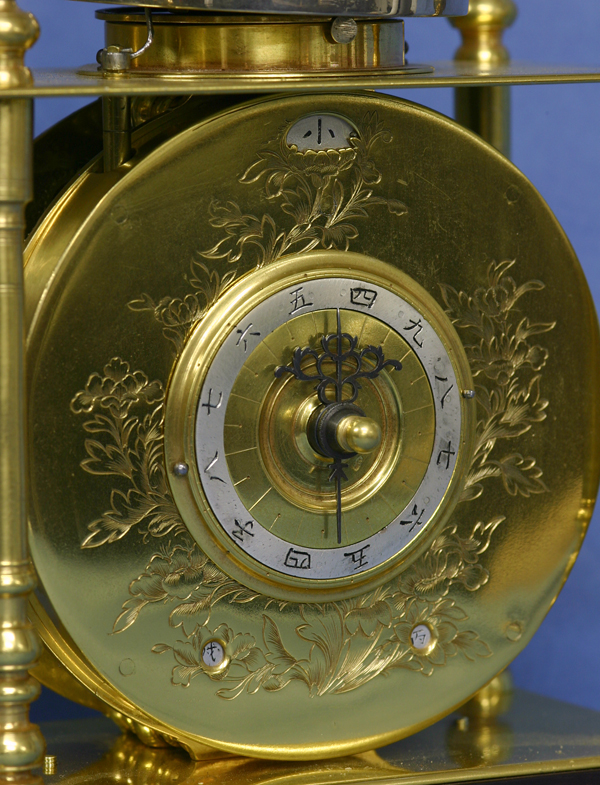 c.1840 Japanese Circular Bracket Clock in Glazed Shitan Wood Case
