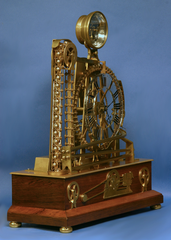c.1900 Rare GiltBronze and Rosewood Gravity Ball Industrial Clock. Sundialfarm