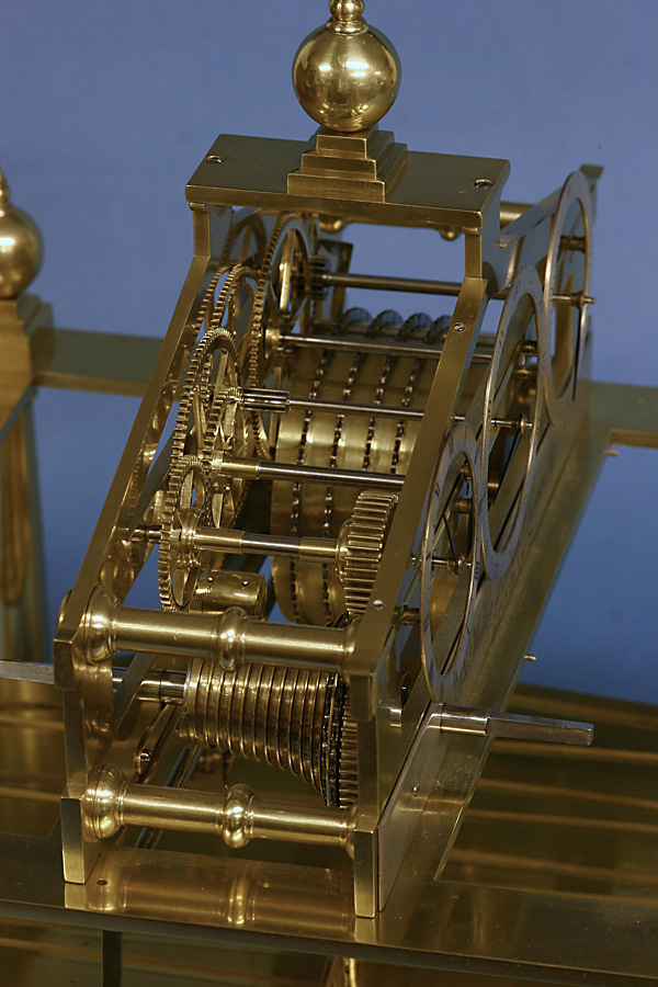 c.1840 Extremely Rare English Rolling Ball Clock in Glazed Gilded Case.