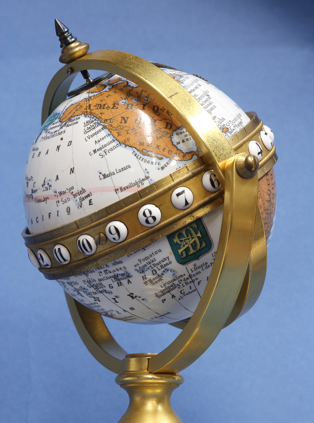 c.1875 French Enameled Annular Globe Clock, No. 28.