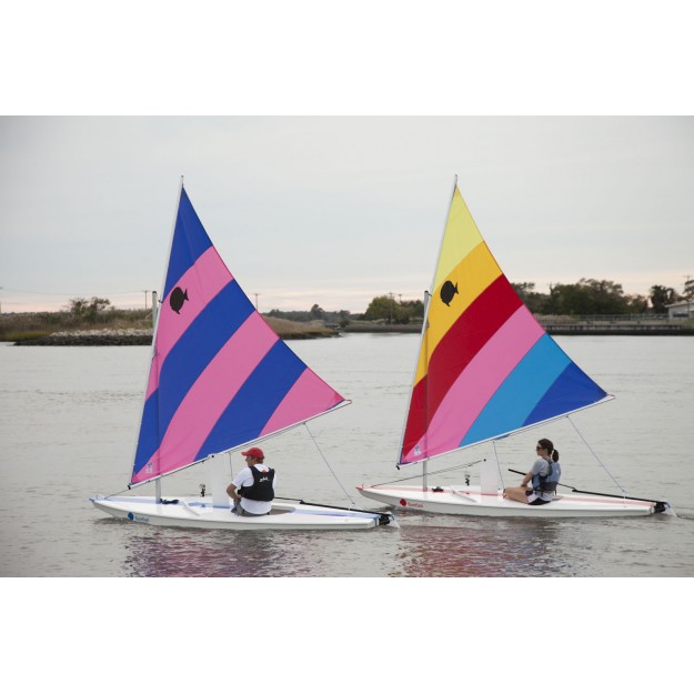 Sunfish Sail Boat, Blue Stripe, Wooden (Classic) Blades