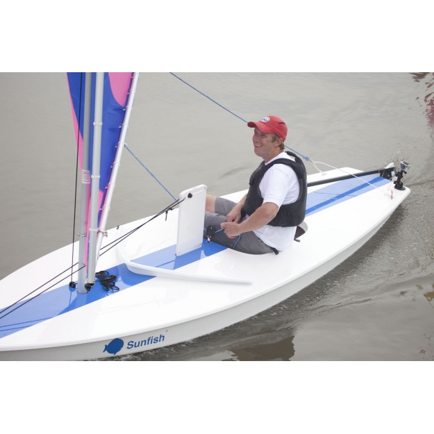 Sunfish Sail Boat, Blue Stripe, Wooden (Classic) Blades