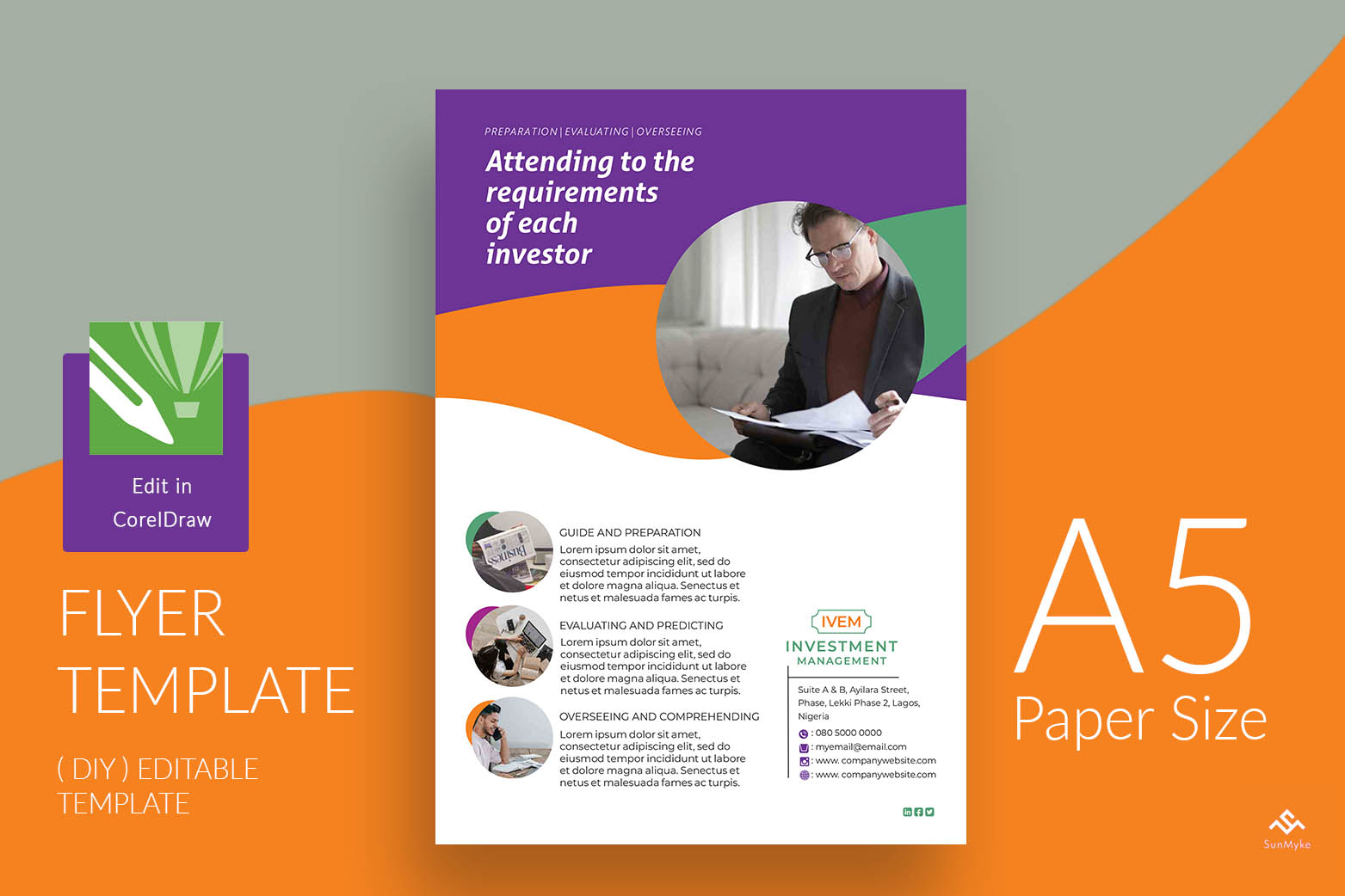 IVM Business Editable Flyer Template (4Sizes A4, A5, Letter & Square