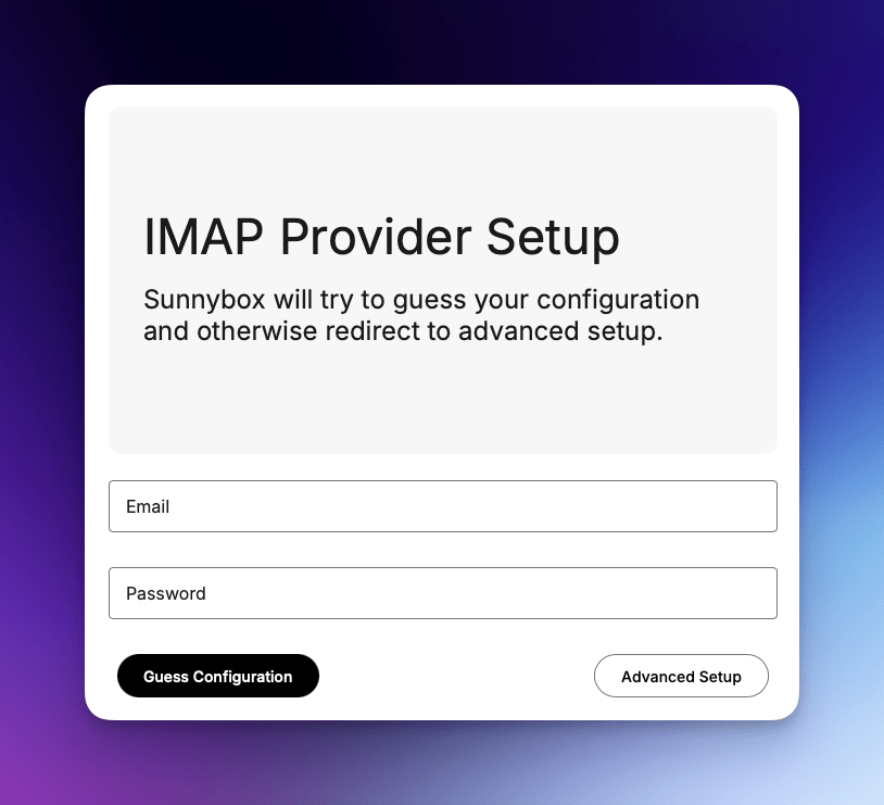 Autoconfig UI for Easy Mail Account Setup SunnyBox