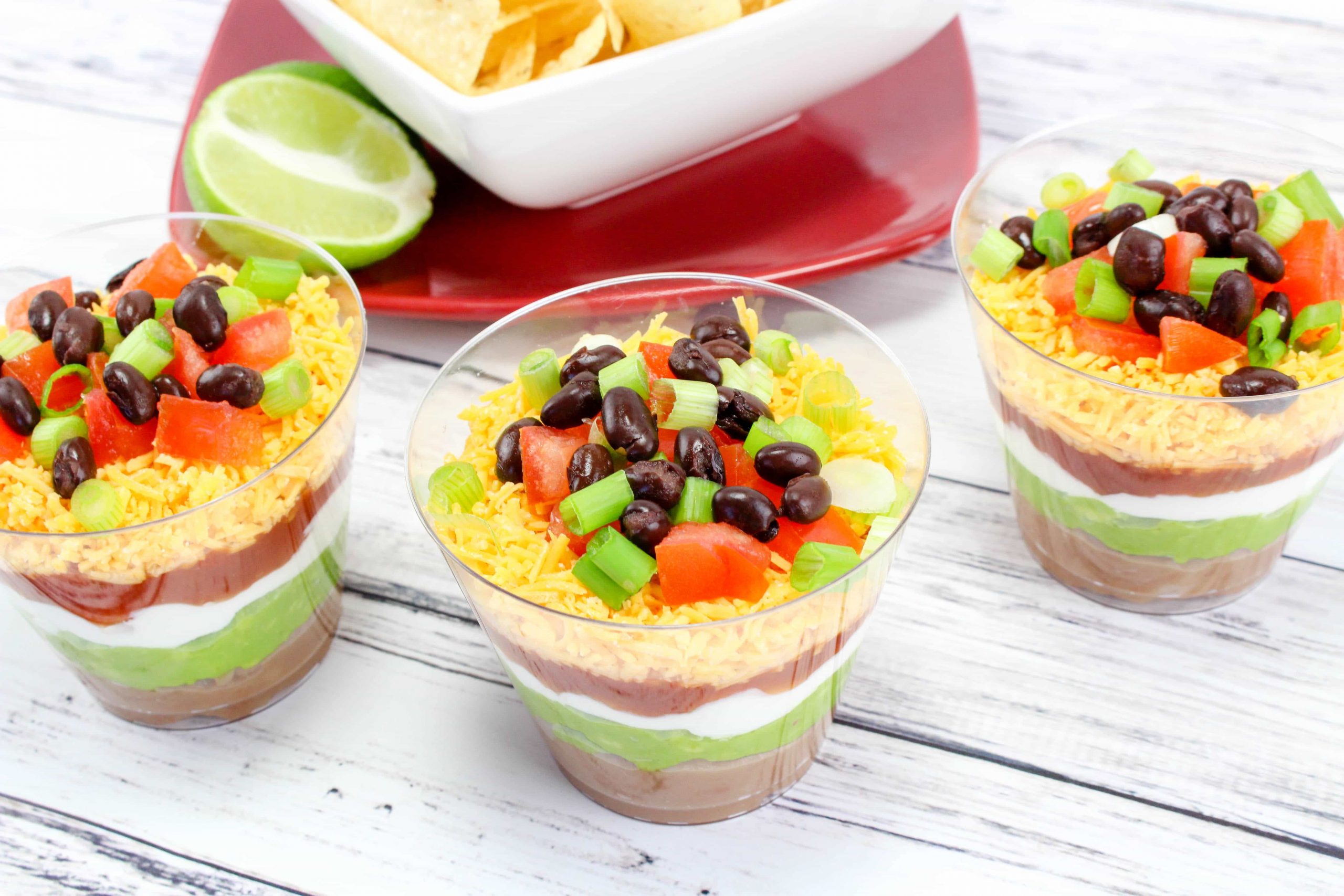 Layered Taco Dip Cups Recipe » Sunny Sweet Days
