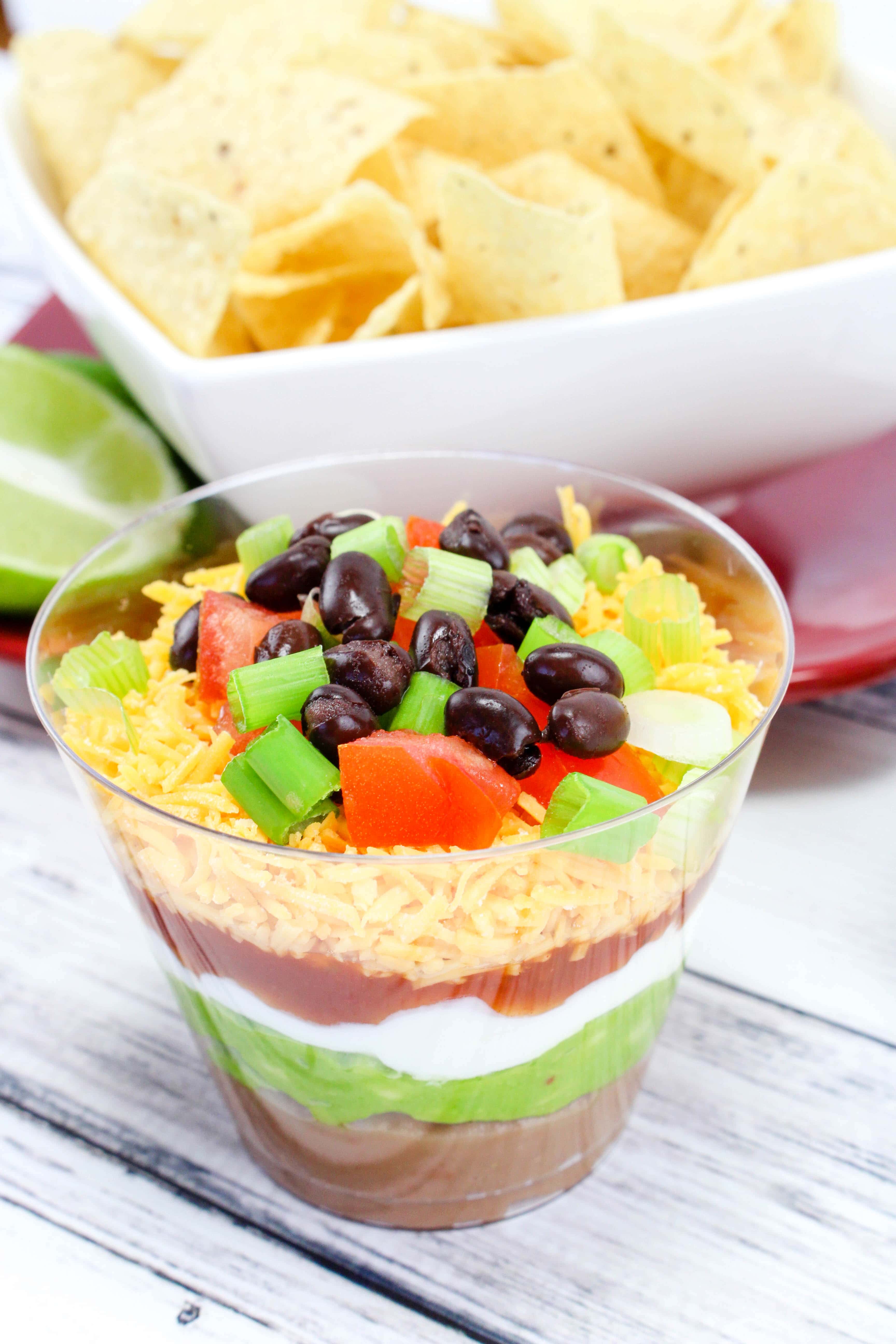Layered Taco Dip Cups Recipe » Sunny Sweet Days