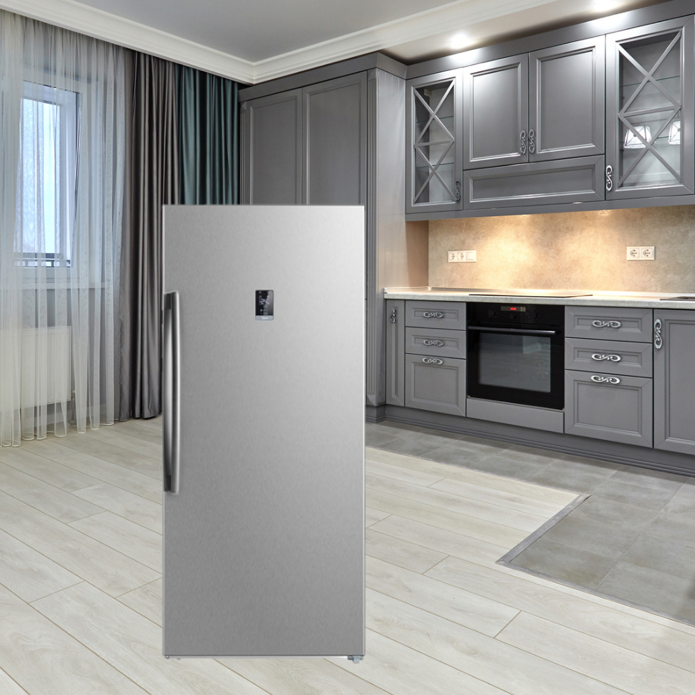 Midea 13.8 CF Upright Freezer, Convertible - Stainless - Sunrise TV Rentals