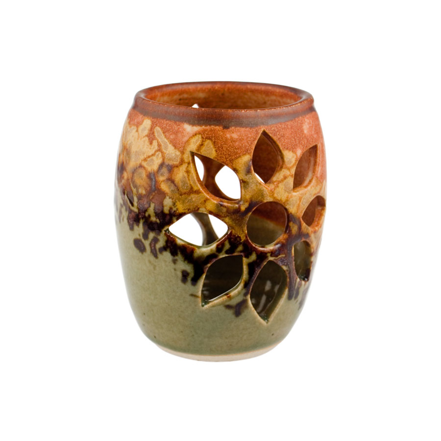 Ceramic Luminary with Votive Candle Safari Sunset Canyon Pottery