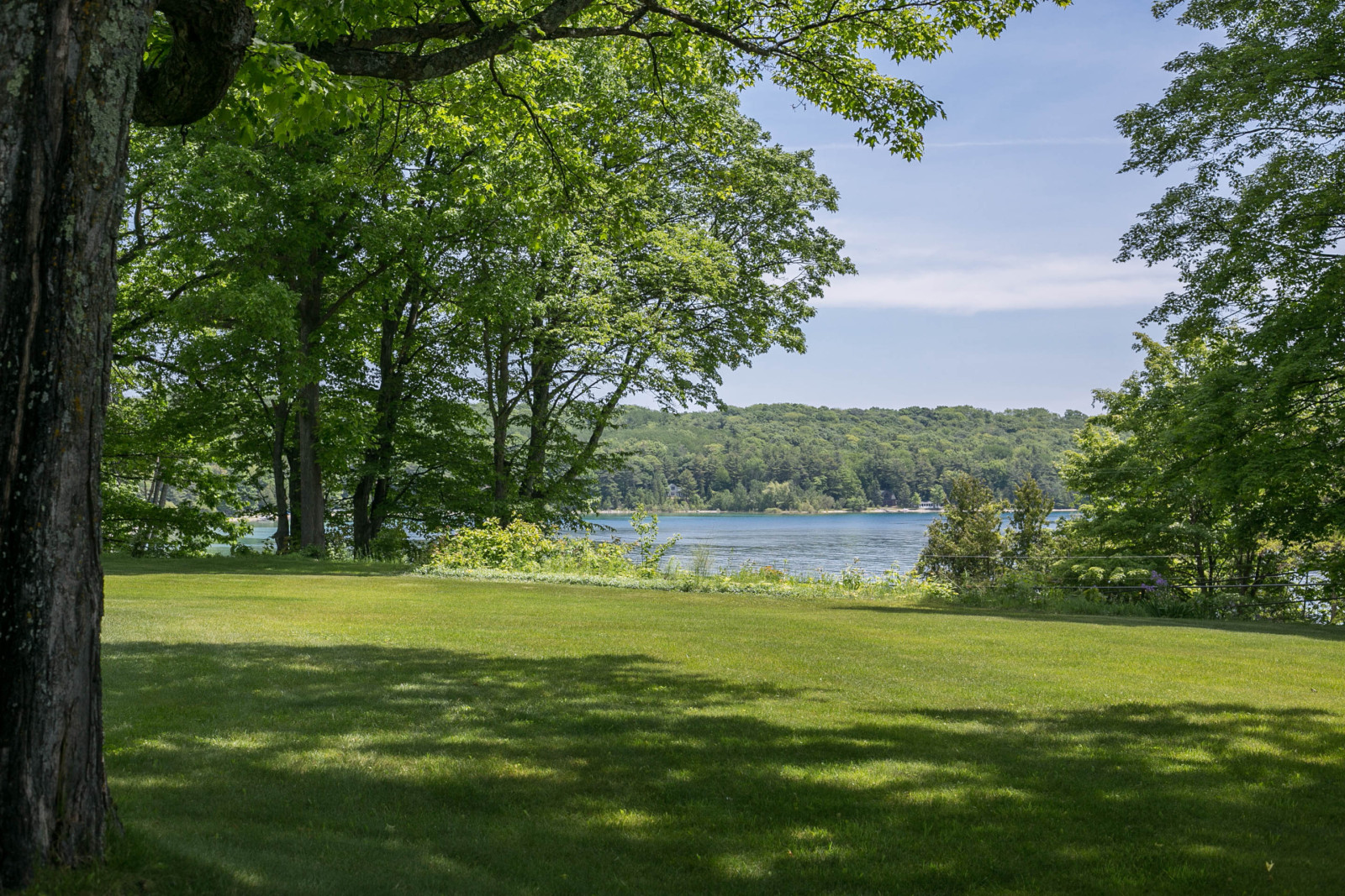 Lake Michigan view from lawn Sunset Lodge