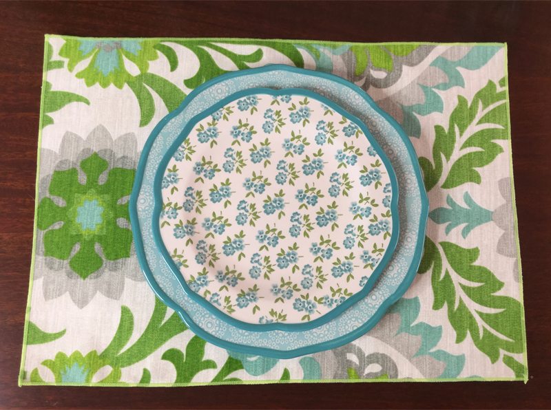 Lime & Turquoise Floral Placemat Sunset Stitches