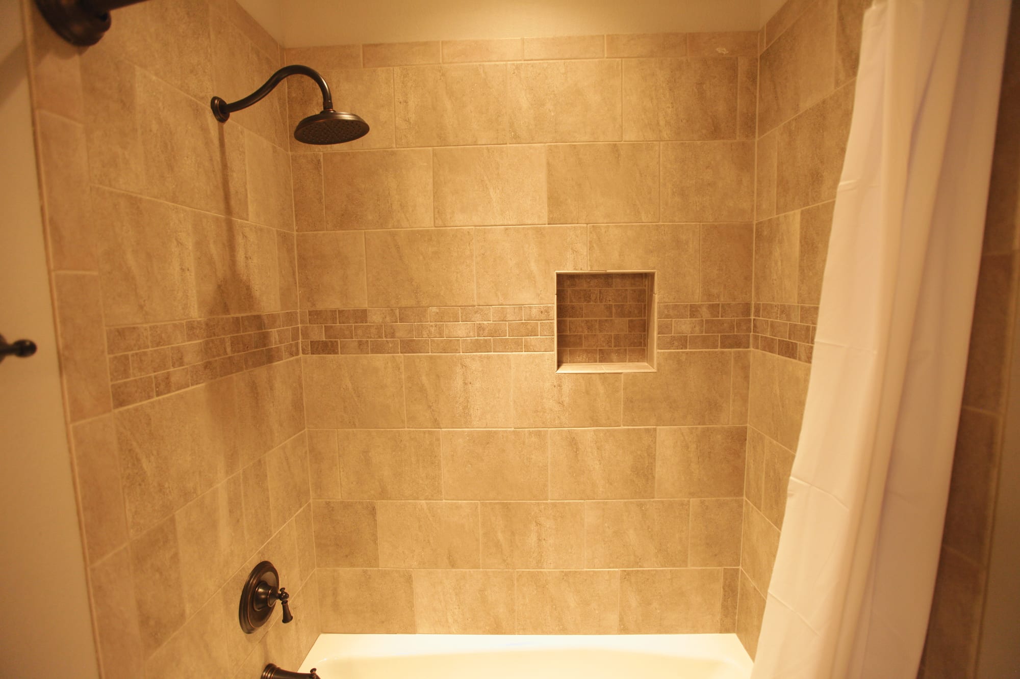Ceramic Tile in Shower Sunshine Interiors Carpet, Blinds, Drapes