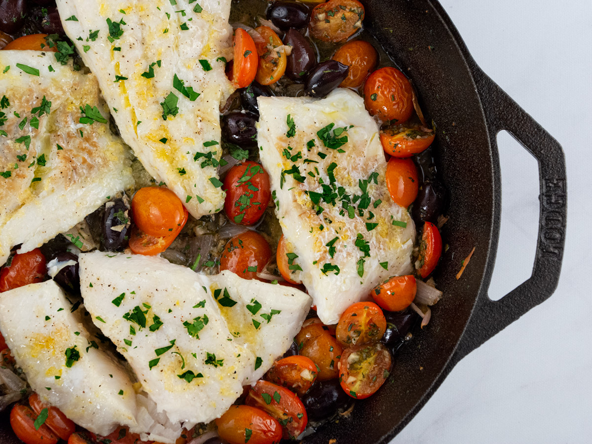 Baked Mediterranean Cod Sunshine Rising