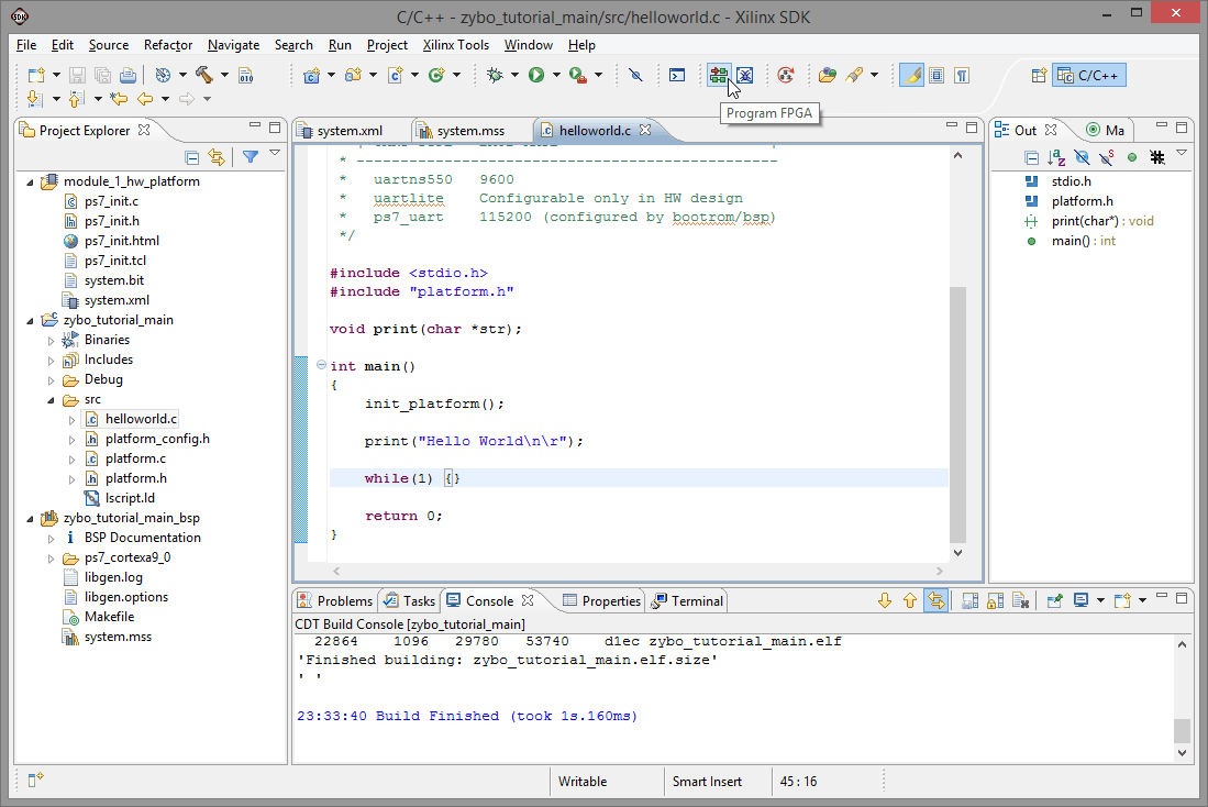 ZYBO QuickStart Tutorial