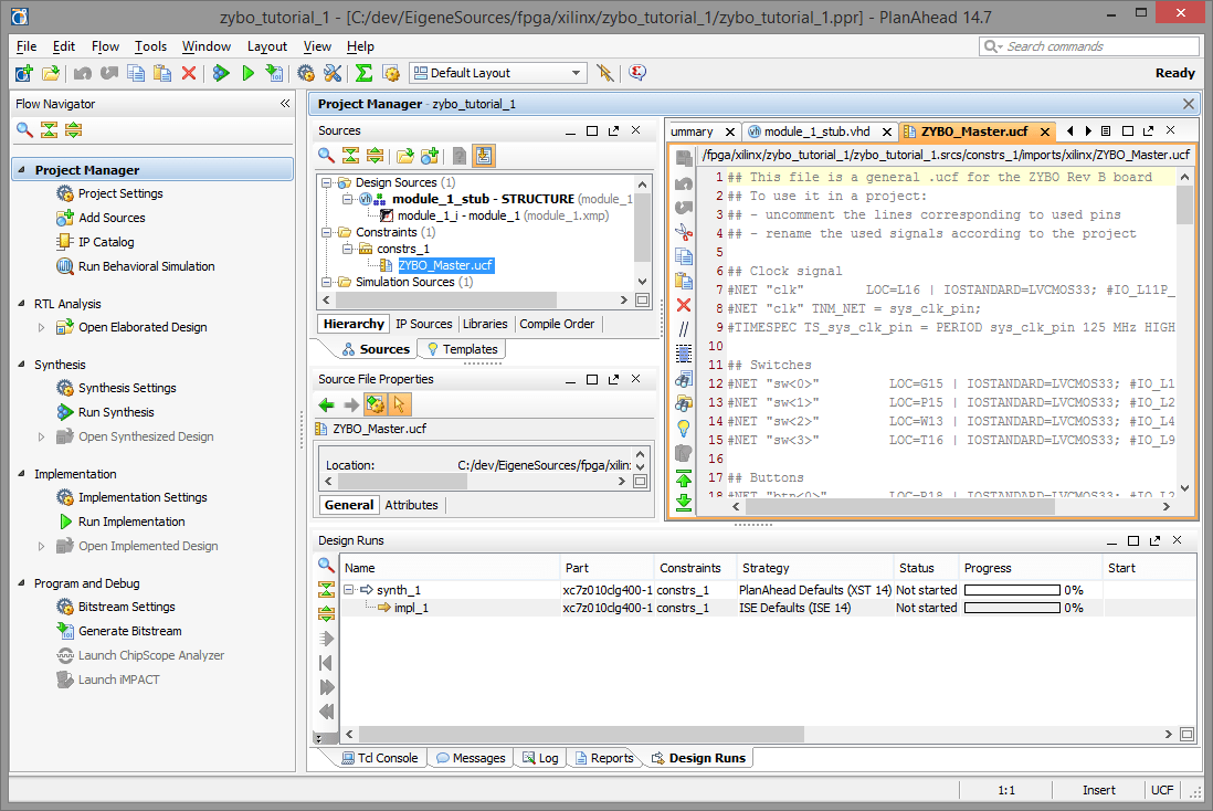 ZYBO QuickStart Tutorial