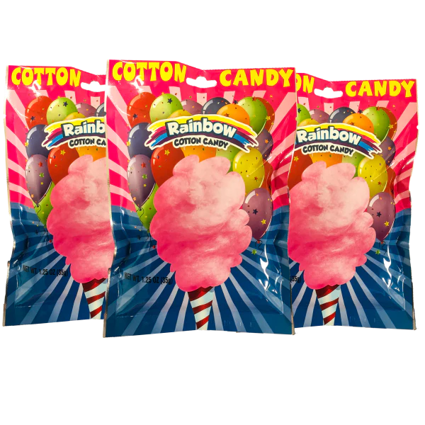 Rainbow PrePackaged Cotton Candy 24/3 oz Mylar Bags