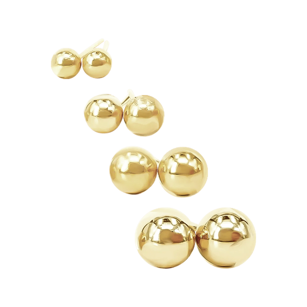 Plain Full Ball Earrings in 9ct Yellow Gold Sunsonite Jewellery Boutique
