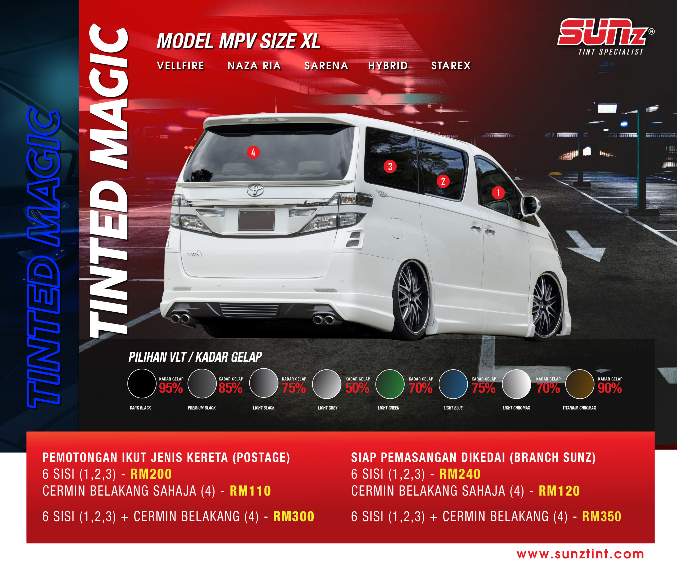 warna tinted kereta yang sesuai