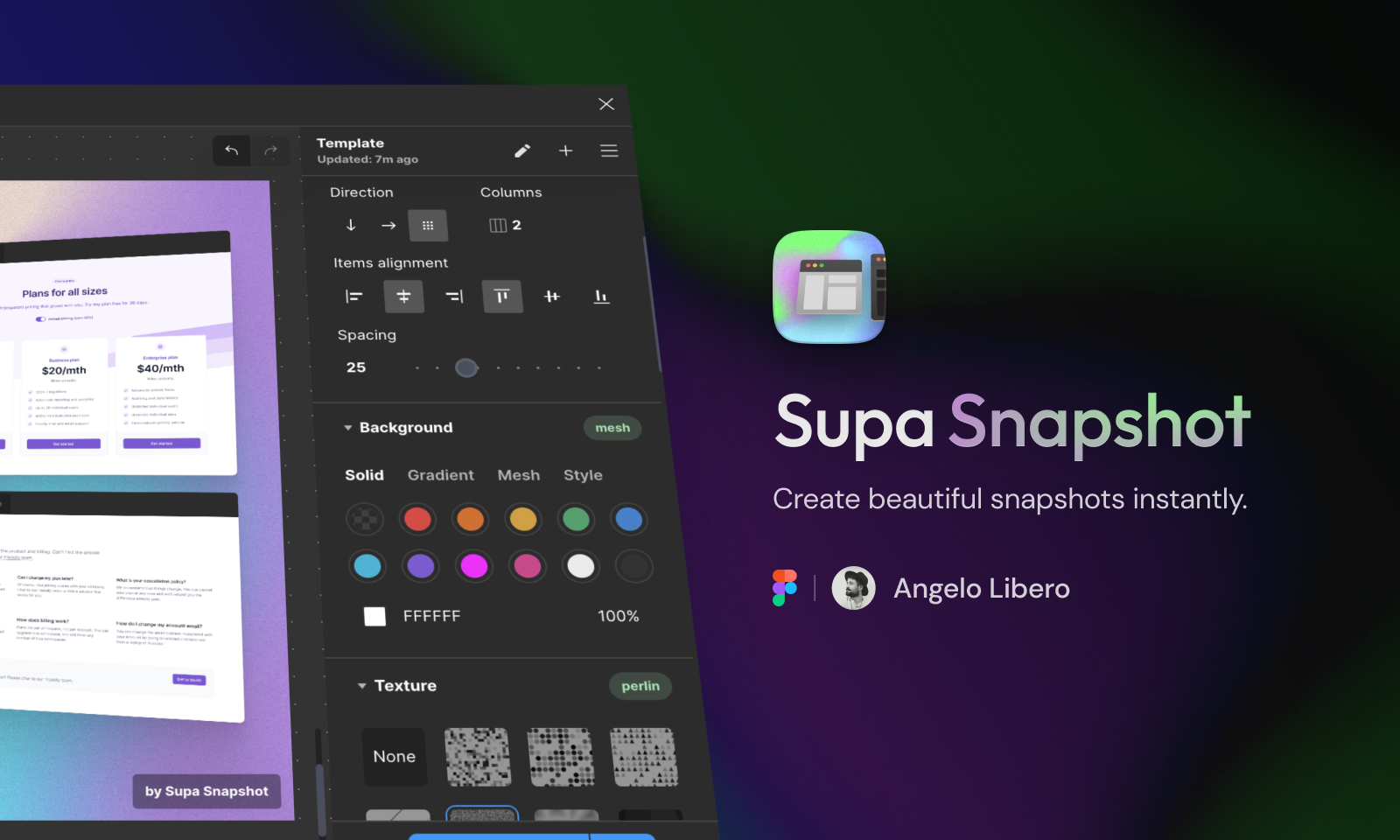 Create beautiful snapshots of your designs instantly Supa Snapshot