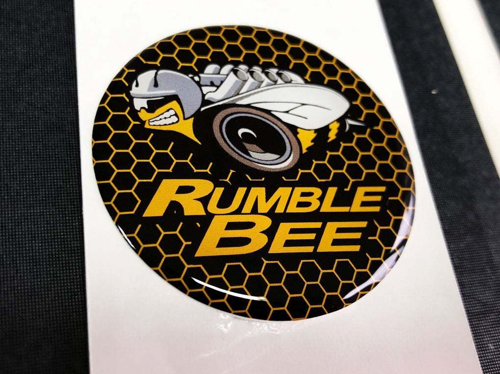 Start engine button Rumble Bee emblem domed decals
