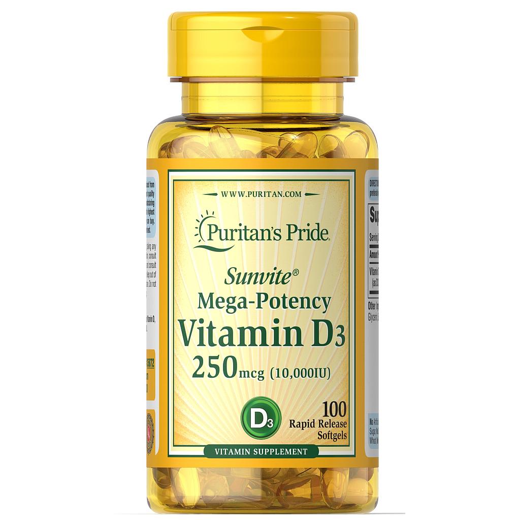 Puritan's Pride Vitamin D3 100 Softgels Super Supplement