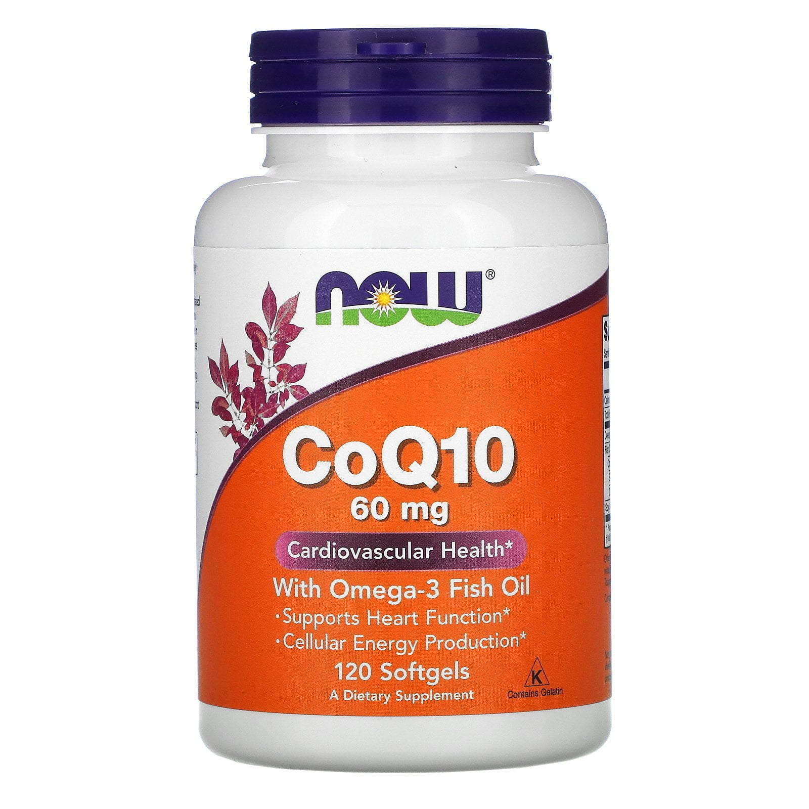 Now Foods CoQ10 60 mg with Omega3 Fish Oil 120 Softgels Super Supplement