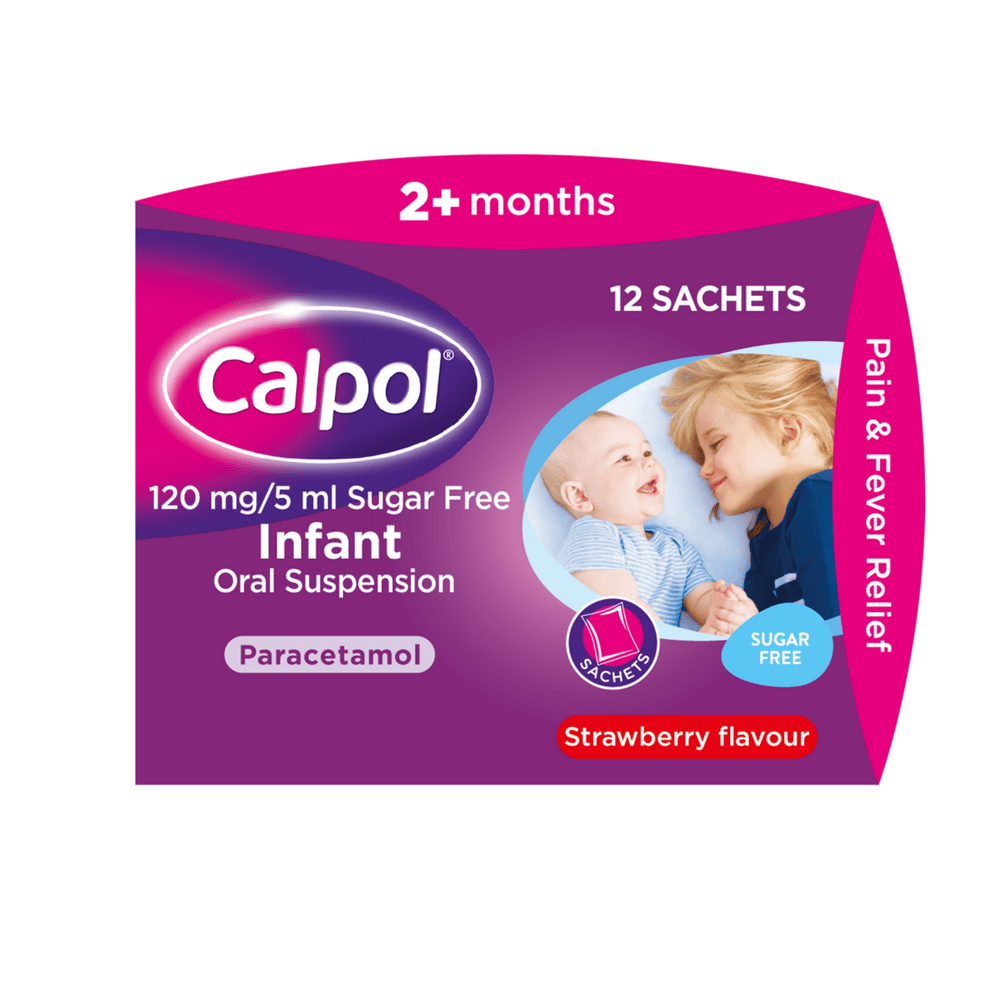 Calpol Sugar Free Suspension Sachets Strawberry 2+