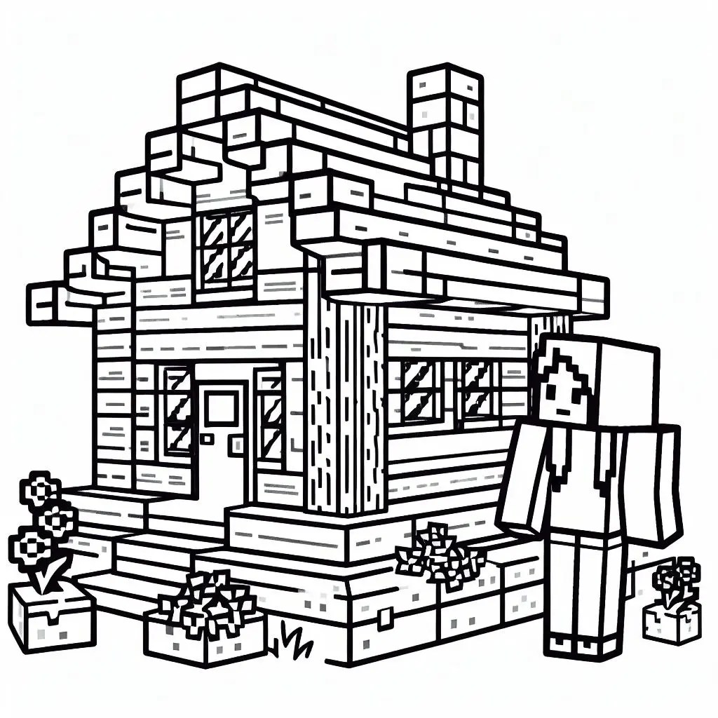 Minecraft Haus Ausmalbilder SuperAusmalbilder.ch
