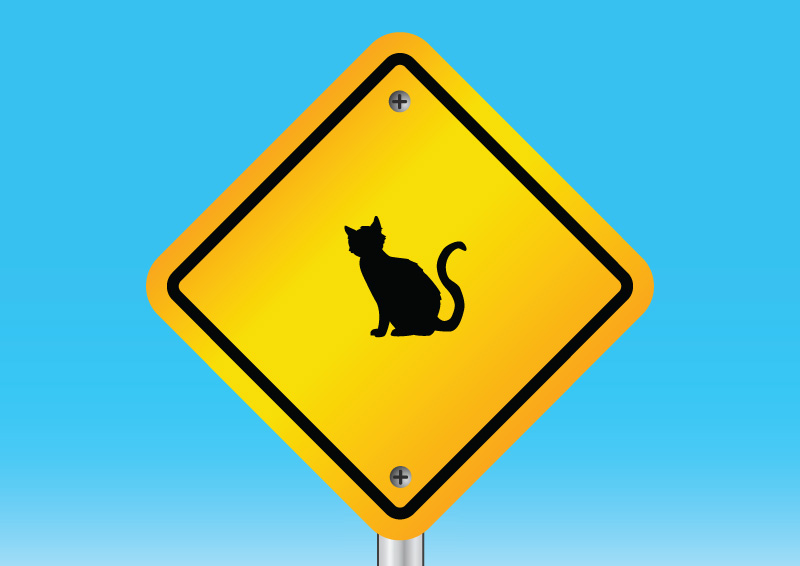 Cat warning sign free vector download