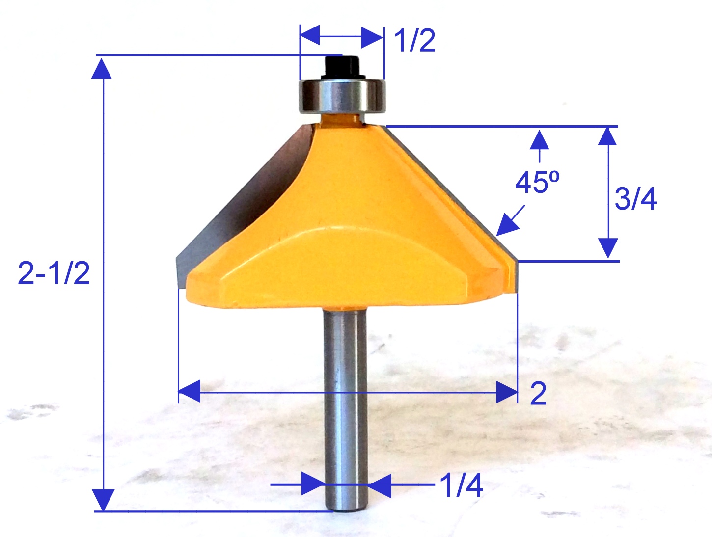1 PC 1/4" Shank 0.707" Cutting Depth 45° Chamfer Router Bit S