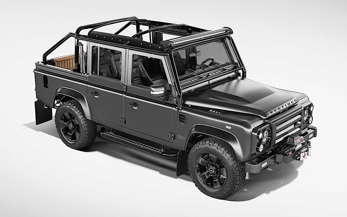 This softtop Defender has been given a V8 and secret champagne compartment Supercar Blondie