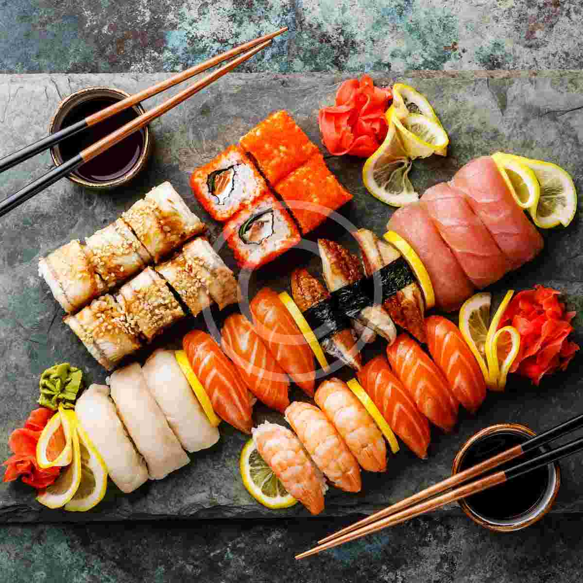 Sushi Set Nigiri and Sushi Rolls Asia Garden