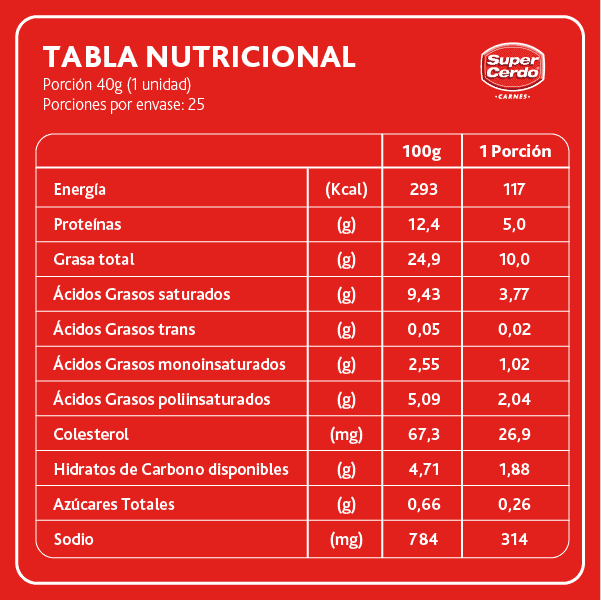 Chorizo Tradicional 25 unidades Línea Parrilla Super Cerdo