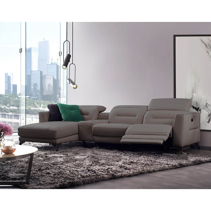 HTL Power Reclining Leather Sectional with Sofa, Chaise MUB5023