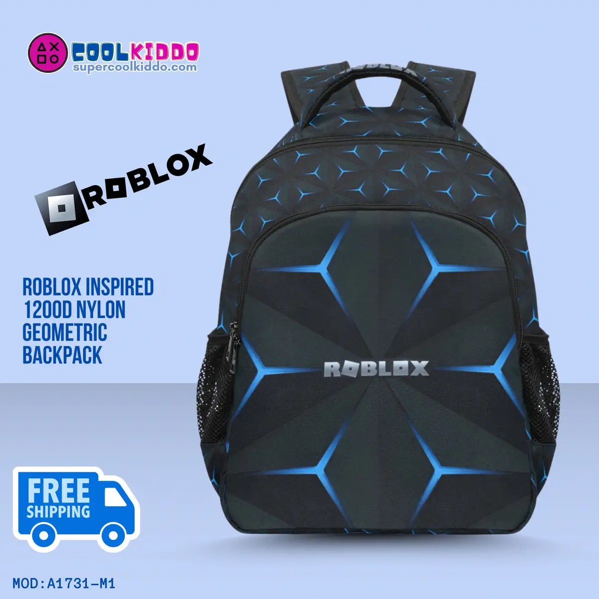 Roblox Inspired Geometric Black Backpack Video Game Print Cool Kiddo