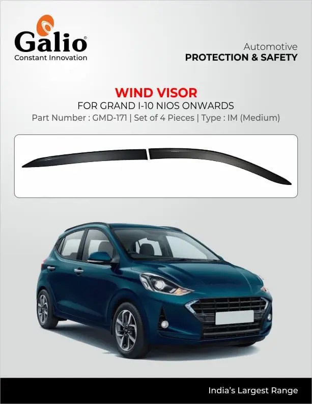 Buy black finish door visor for Grand i10 Nios Superfluous Mart