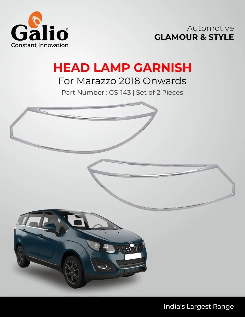 Buy Chrome Finish Head Lamp Garnish for Mahindra Marazzo