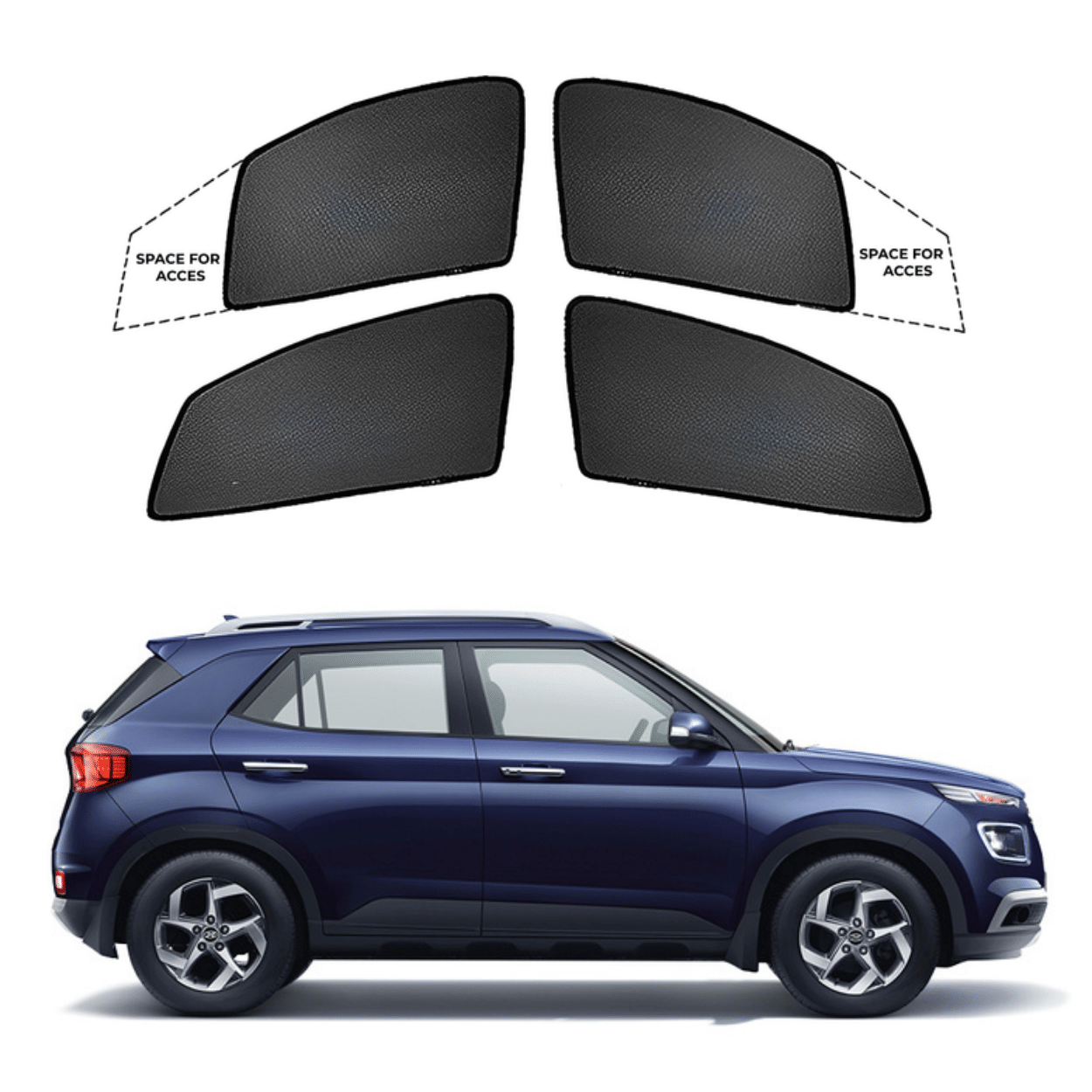 Shop Black Sun shade window for Hyundai Venue Superfluous Mart