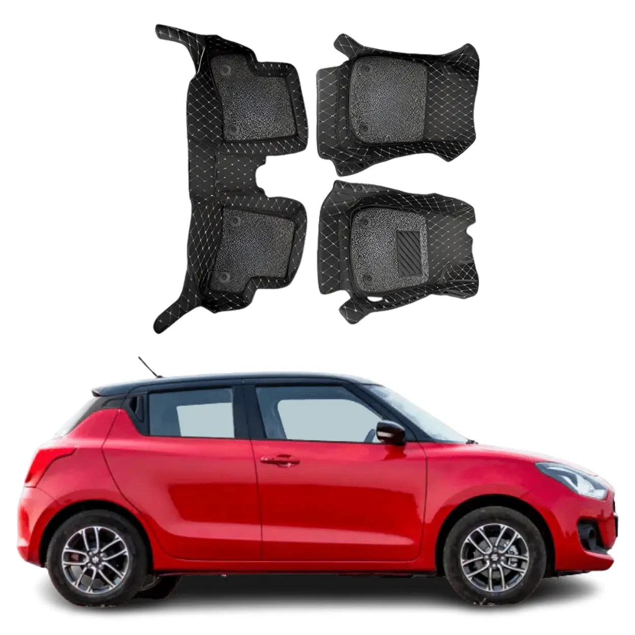 Buy 7D car floor mats for Maruti Suzuki Swift Superfluous Mart