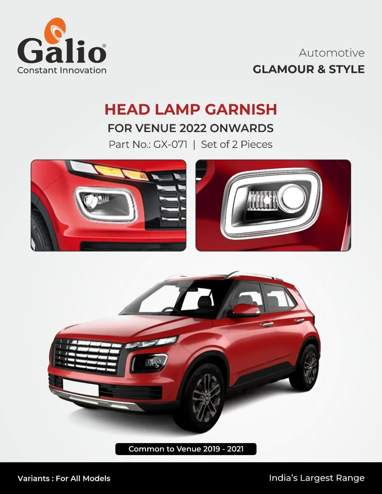 Buy Hyundai Venue N Line Head Lamp Garnish Chrome Finish