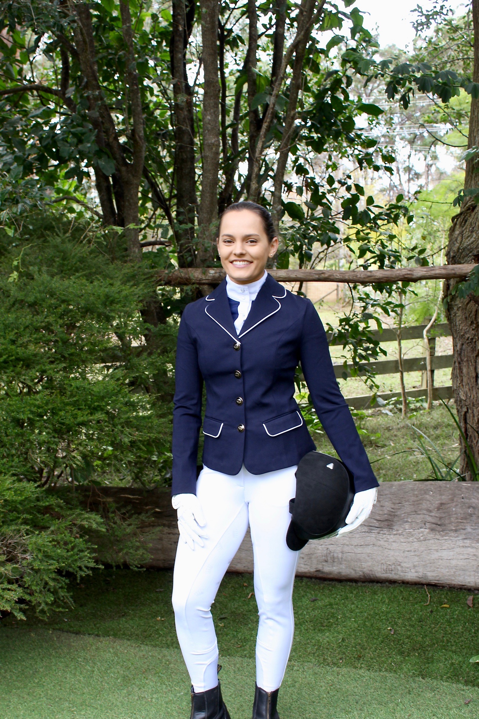 Equestrian, Pro Stretch, Show JacketNavy with White Trim Super Horse Saddlery