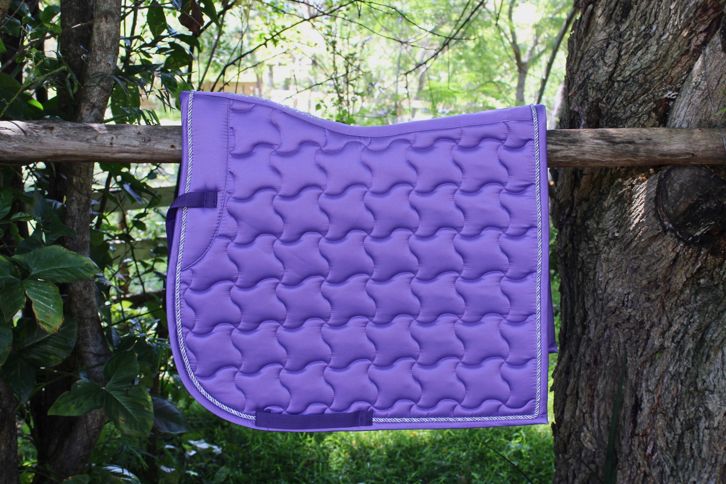 Dressage Saddle PadPurple Satin Quilted with silver trim Super Horse