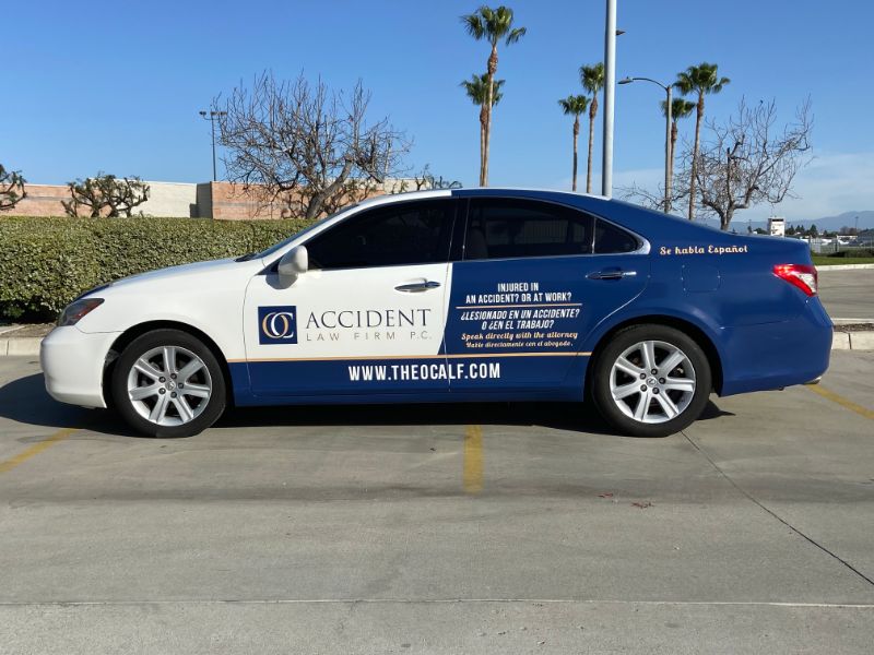 Partial Car Wrap in Tustin CA Advertises for Law Firm Mile After Mile!