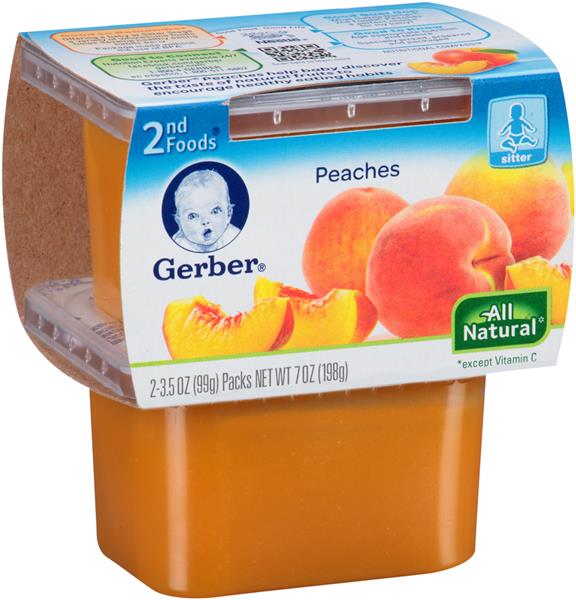 Gerber 2nd Foods Peaches Baby Food, 4 oz. Tubs, 2 Count La Comprita