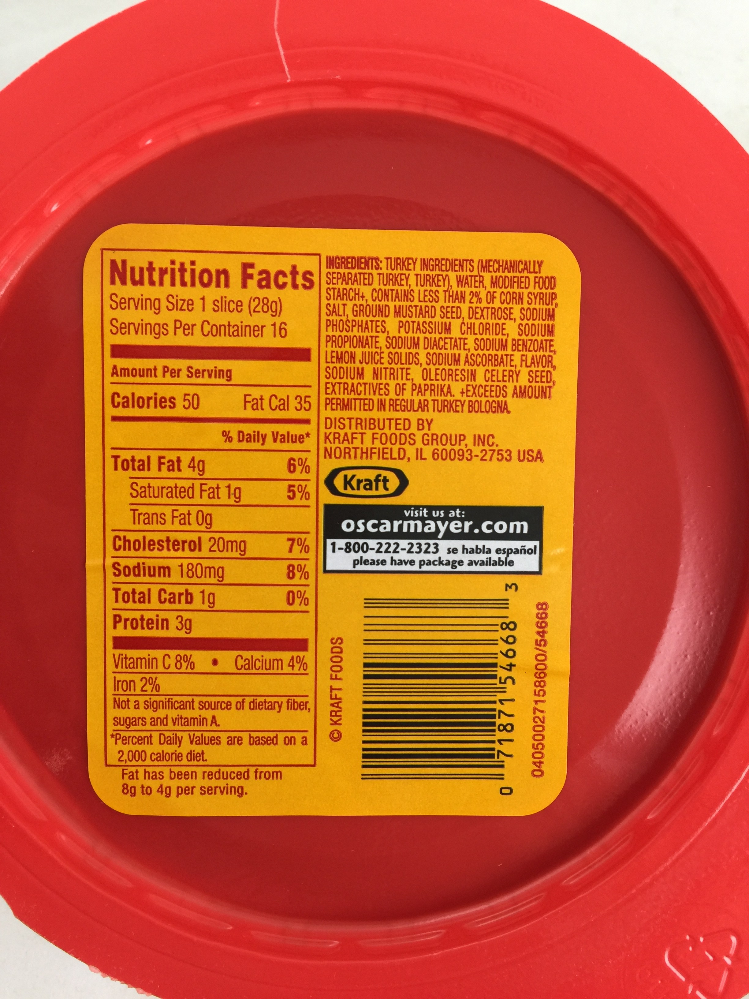 Oscar Mayer Turkey Bologna Cold Cuts 16 oz. Pack La Comprita