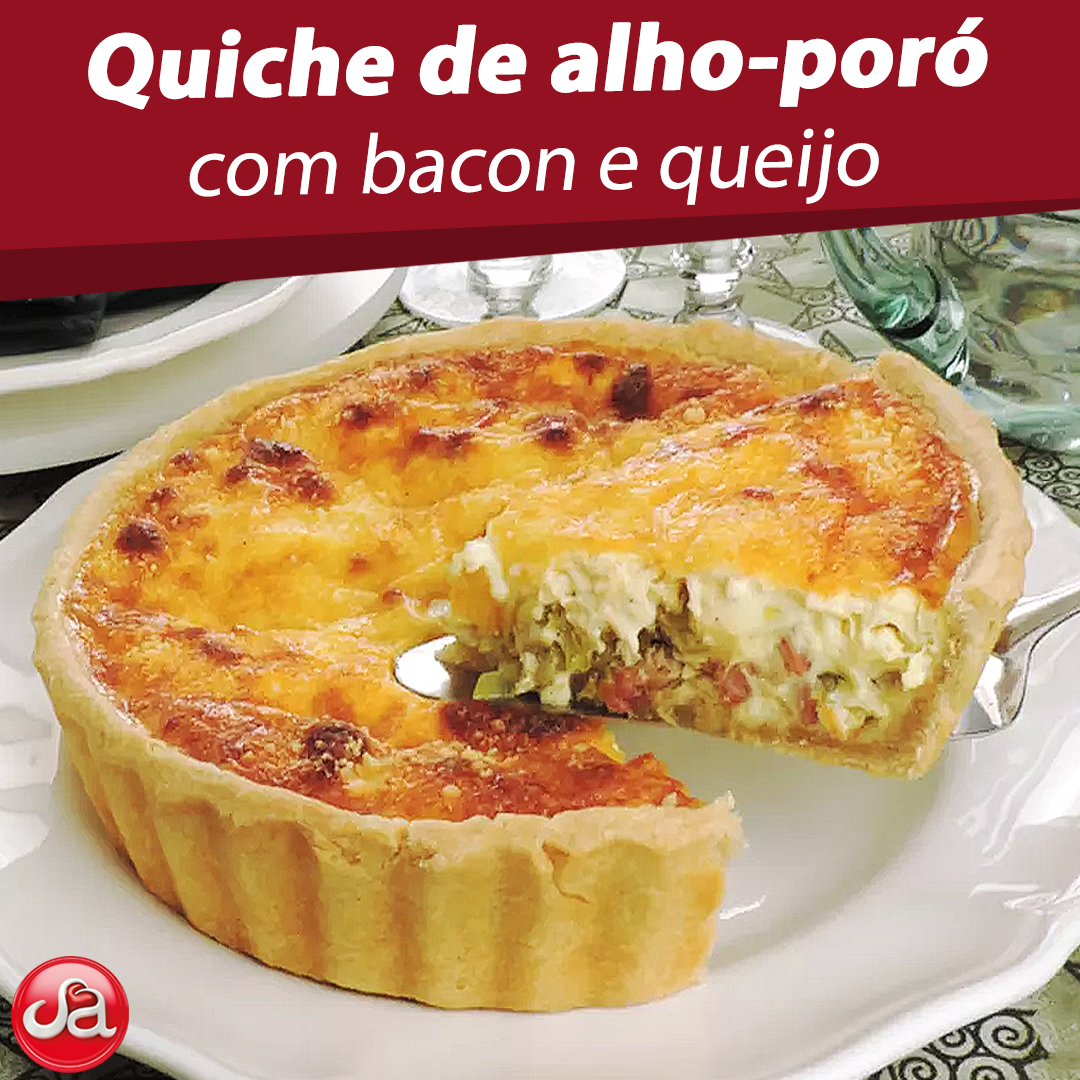Quiche de alhoporó com bacon e queijo. Supermercados Alabarce