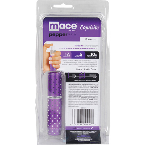 Mace Exquisite Purple Polka Dot Pepper Spray, Purse model Super
