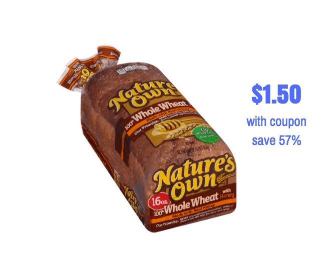 Nature's Own Bread Just 1.50 With Sale and Coupon at Safeway Super