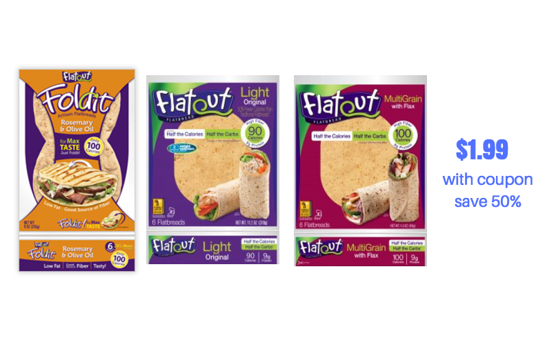 Flatout Flatbreads on Sale Pay just 1.99 With Coupon and Save 50