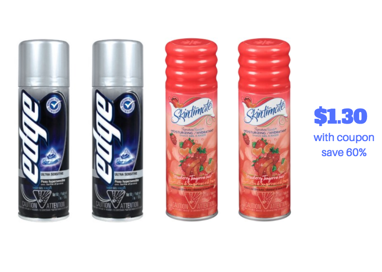 Edge Shave Gel and Skintimate Shave Gel Just 1.30 With Sale and Coupon